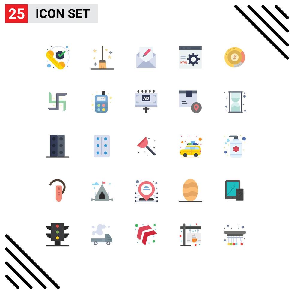 Universal Icon Symbols Group of 25 Modern Flat Colors of development coding witch broom browser envelope Editable Vector Design Elements