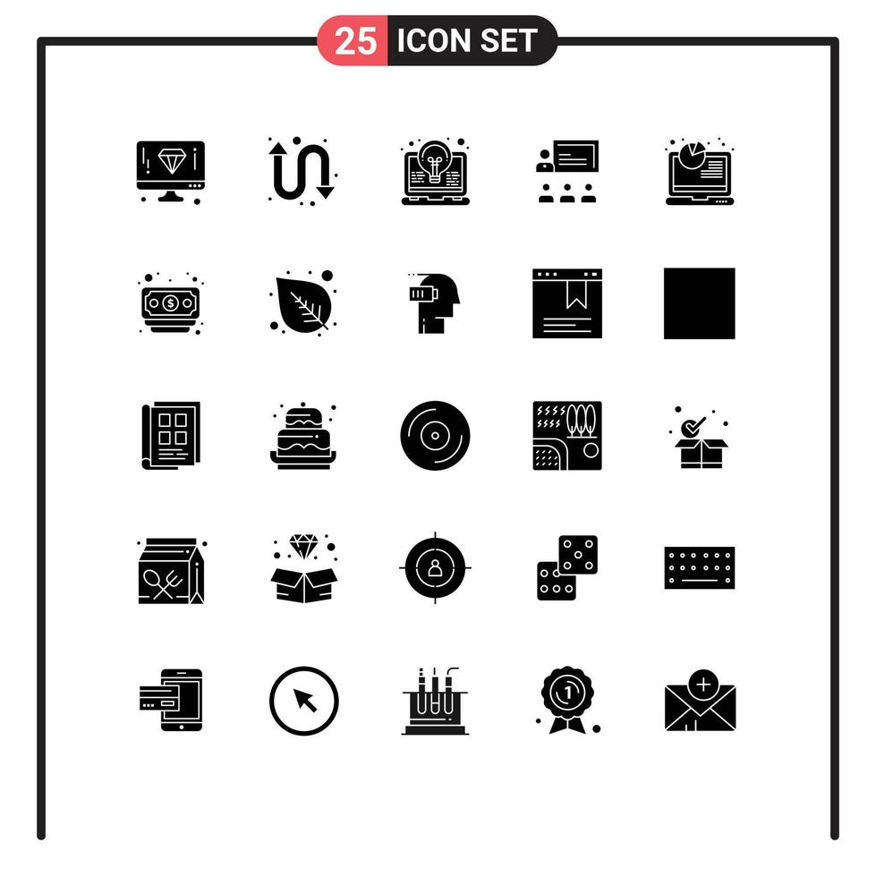 Pack of 25 Modern Solid Glyphs Signs and Symbols for Web Print Media such as analysis leadership coding human teamwork Editable Vector Design Elements