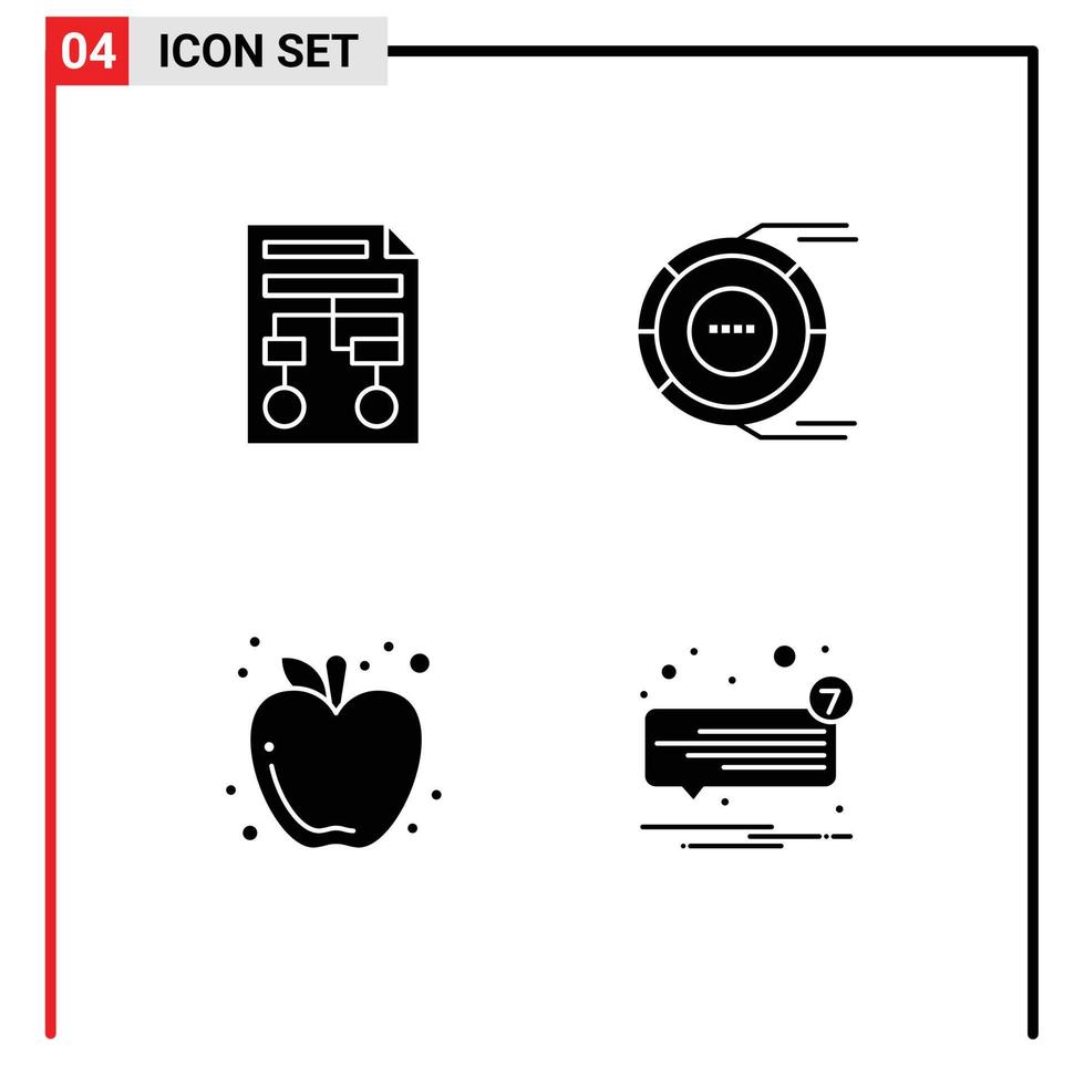 Mobile Interface Solid Glyph Set of 4 Pictograms of graph resource wireframe analysis autumn Editable Vector Design Elements
