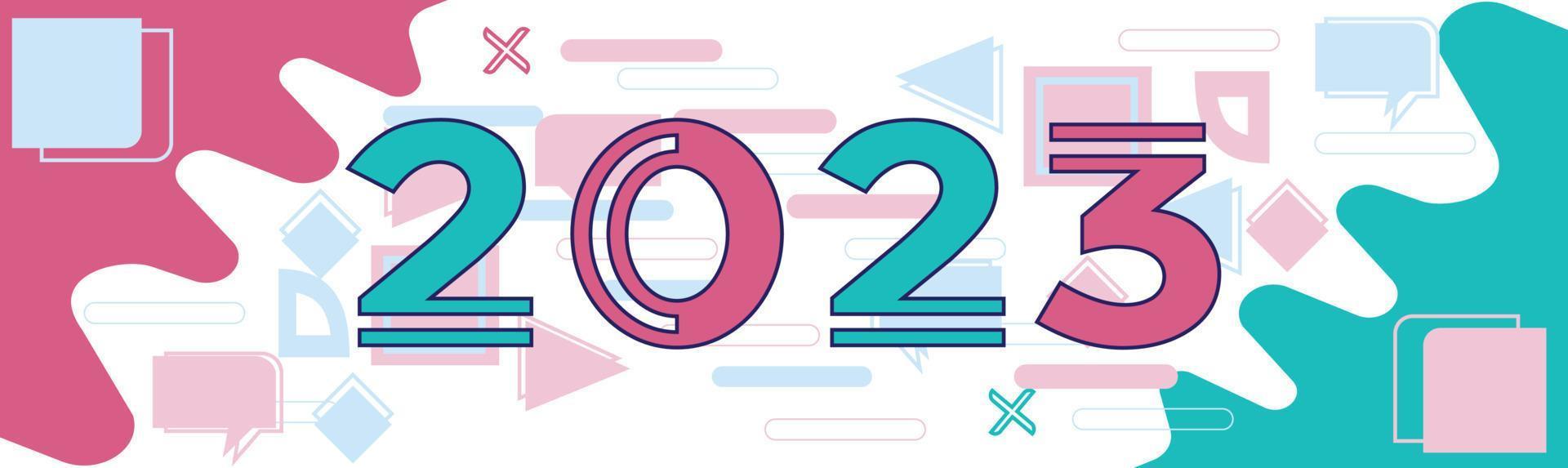 2023 New year banner design within styles geometric shape vector