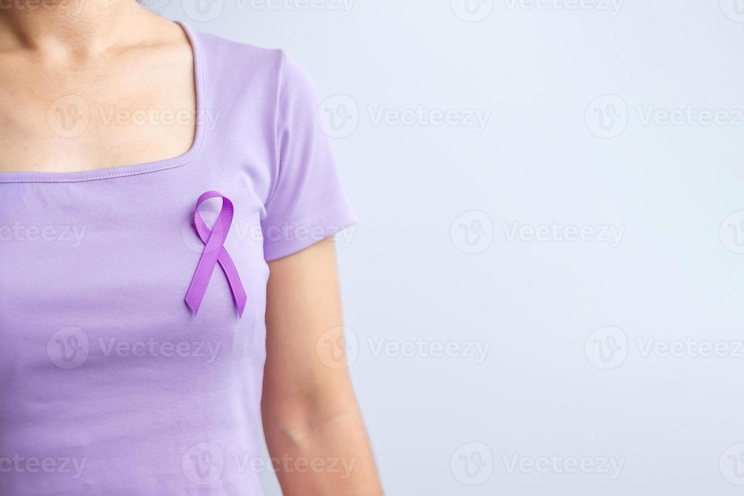 purple ribbon for cancer day, lupus, Pancreatic, Esophageal, Testicular cancer, world Alzheimer, epilepsy, Sarcoidosis, Fibromyalgia and domestic violence Awareness month concepts photo