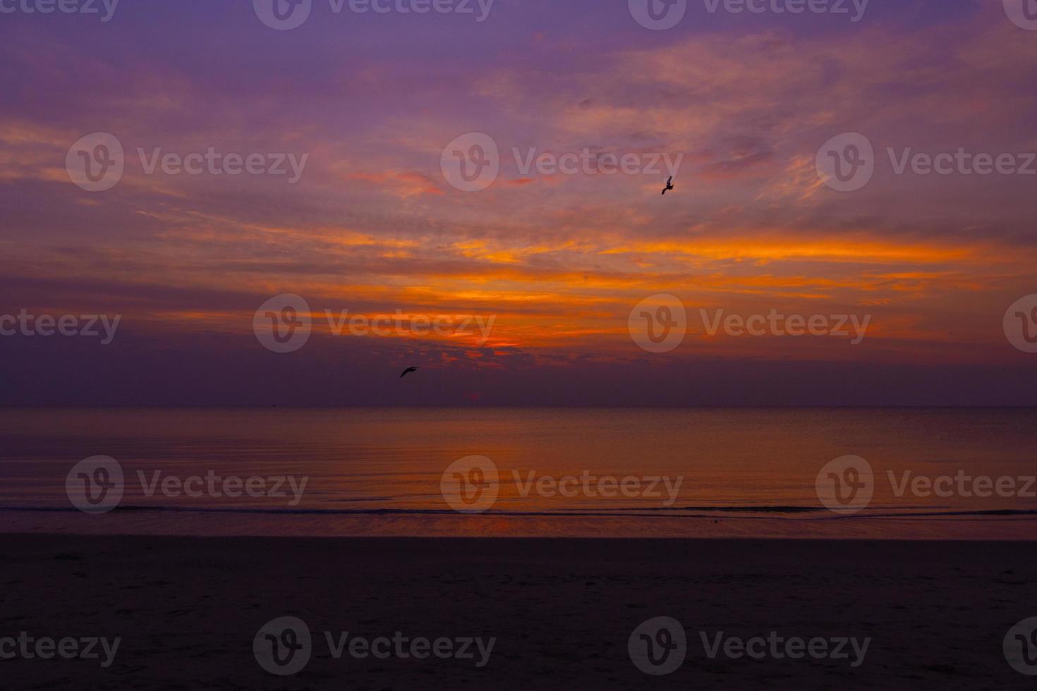 beautiful silhouette light the morning before sunrise ocean Asia Thailand photo