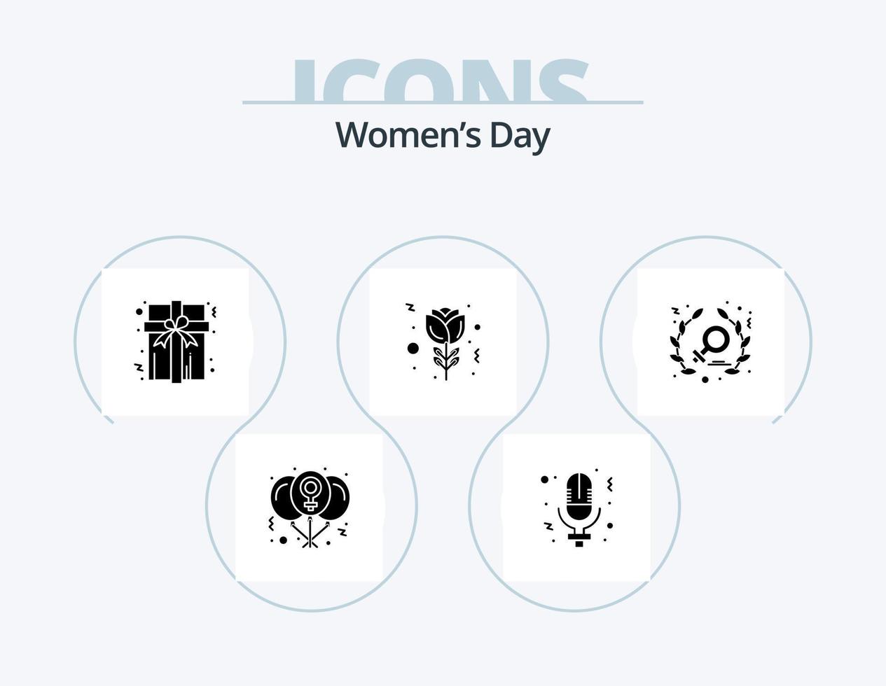 Womens Day Glyph Icon Pack 5 Icon Design. women. feminism. women. tulip. flower vector