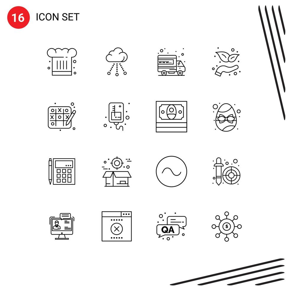 Group of 16 Modern Outlines Set for hobbies startup technology investment domain Editable Vector Design Elements