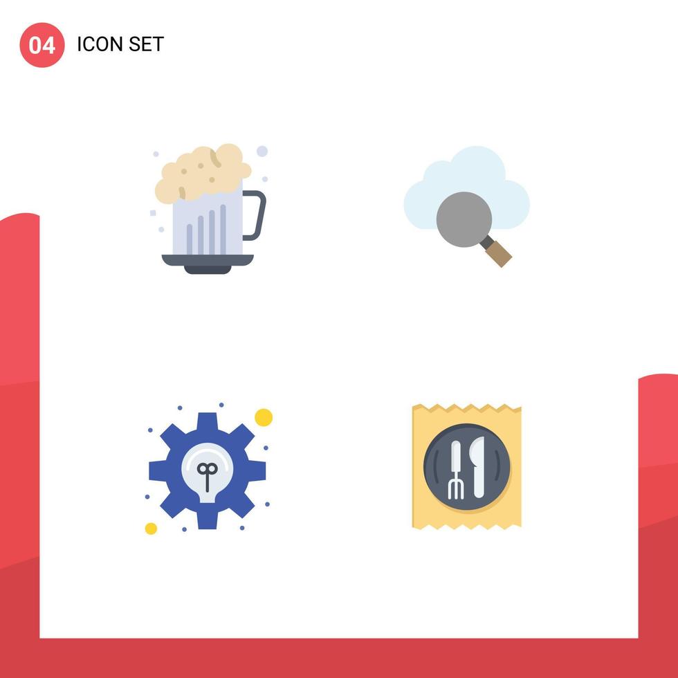 4 User Interface Flat Icon Pack of modern Signs and Symbols of alcohol solution celebration research lunch Editable Vector Design Elements