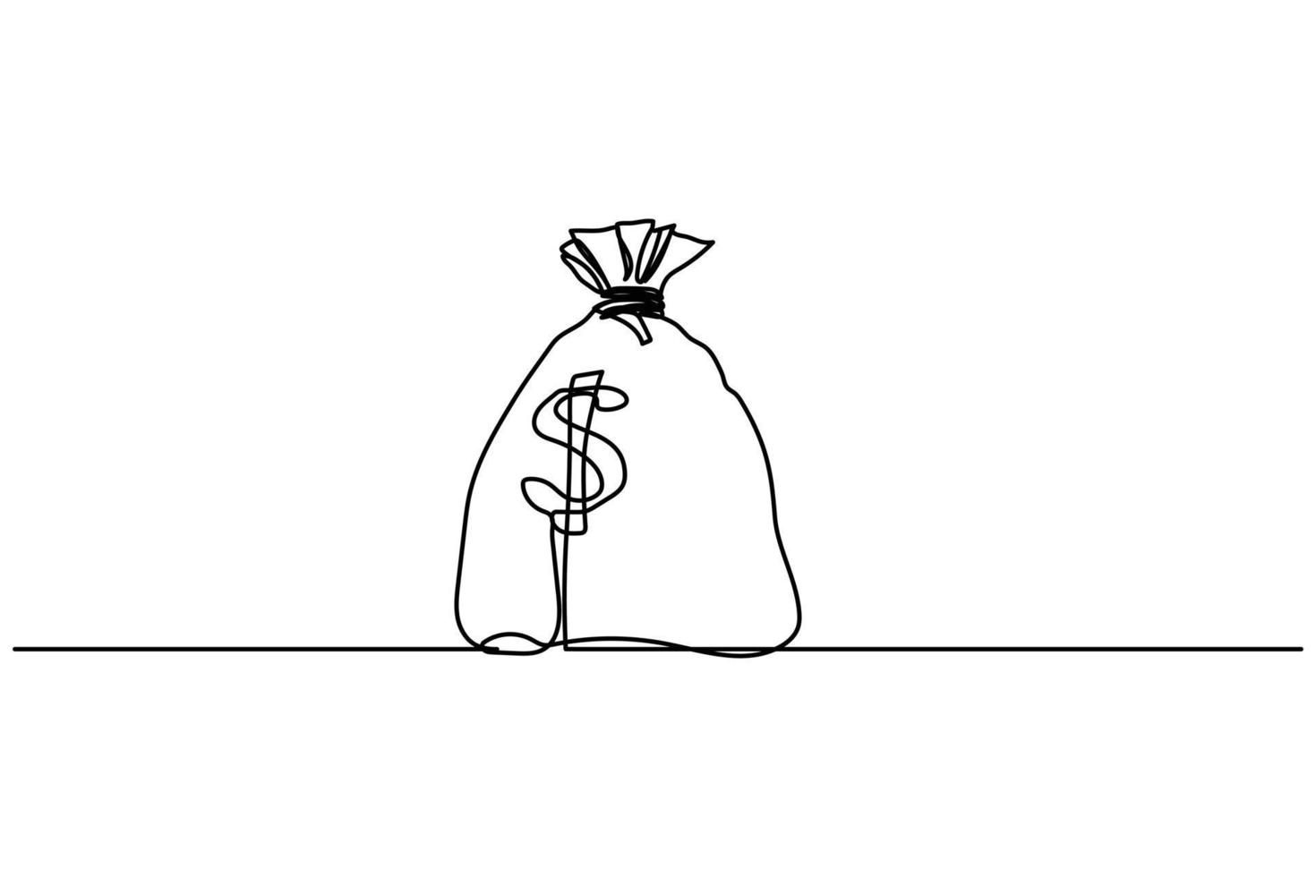 vector illustration single continuous line sack of money