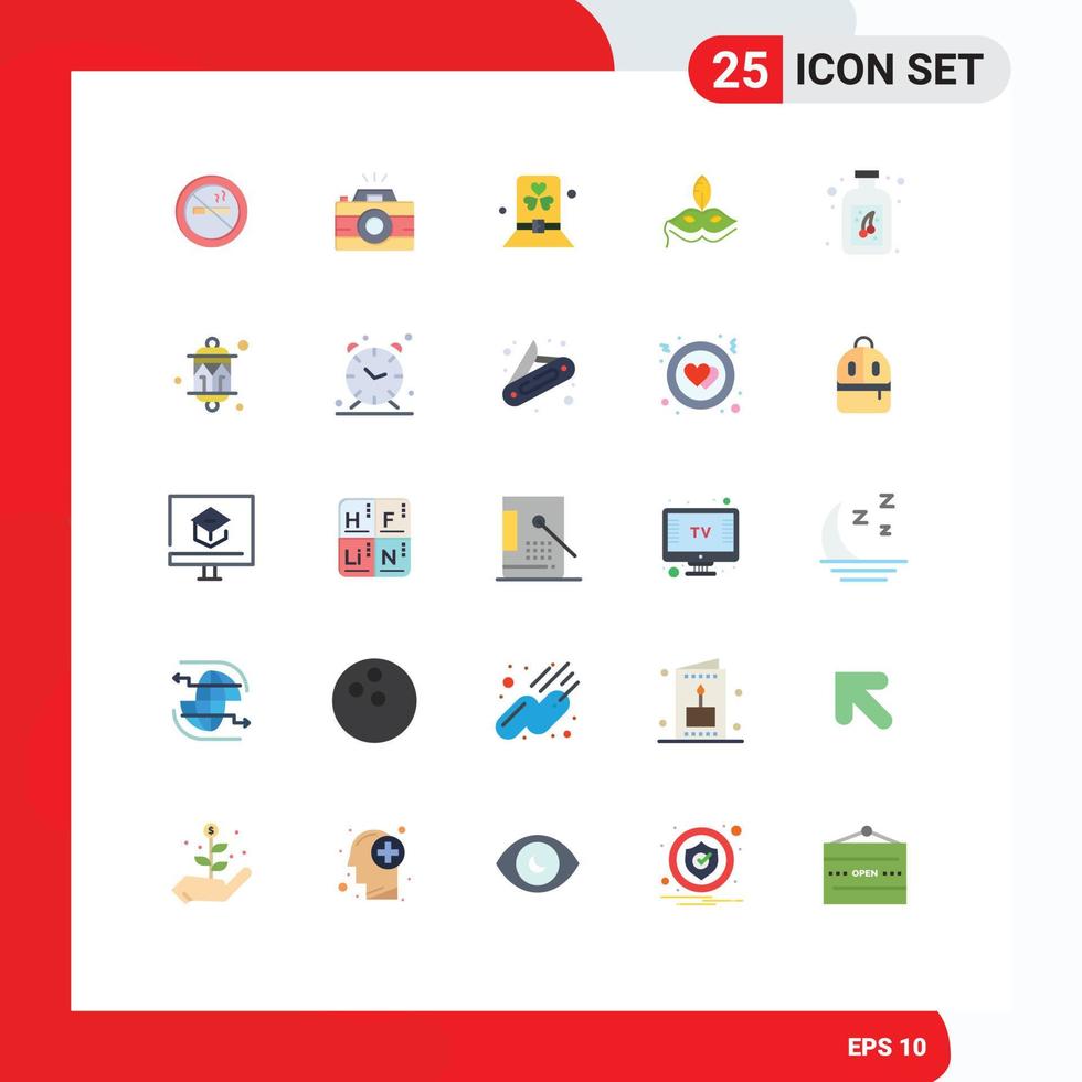 conjunto de pictogramas de 25 colores planos simples de bayas venecianas disfraz patrick elementos de diseño vectorial editables vector