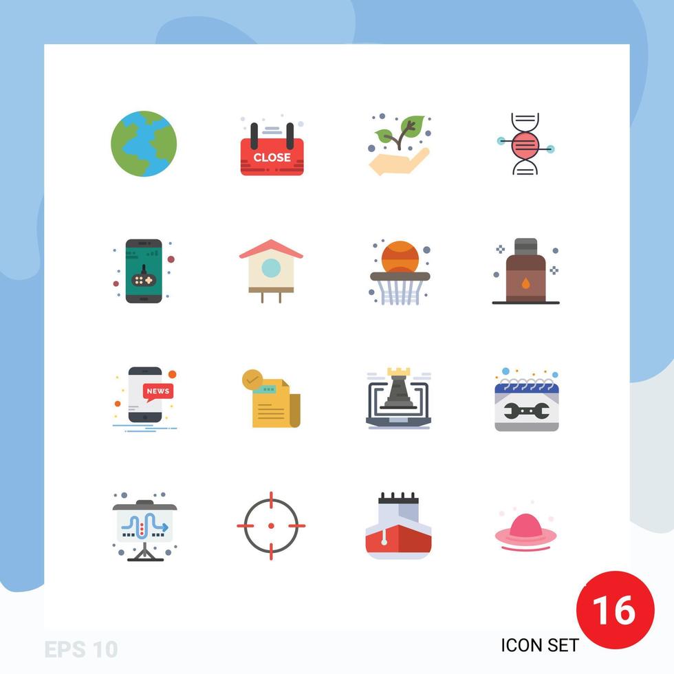 Modern Set of 16 Flat Colors and symbols such as game app eco bone healthcare Editable Pack of Creative Vector Design Elements