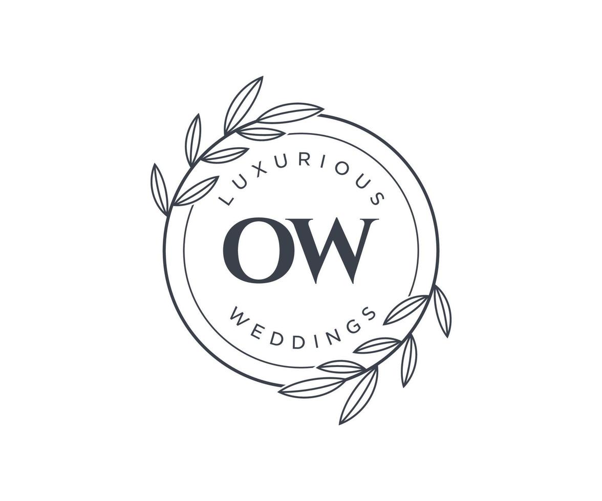 OW Initials letter Wedding monogram logos template, hand drawn modern minimalistic and floral templates for Invitation cards, Save the Date, elegant identity. vector