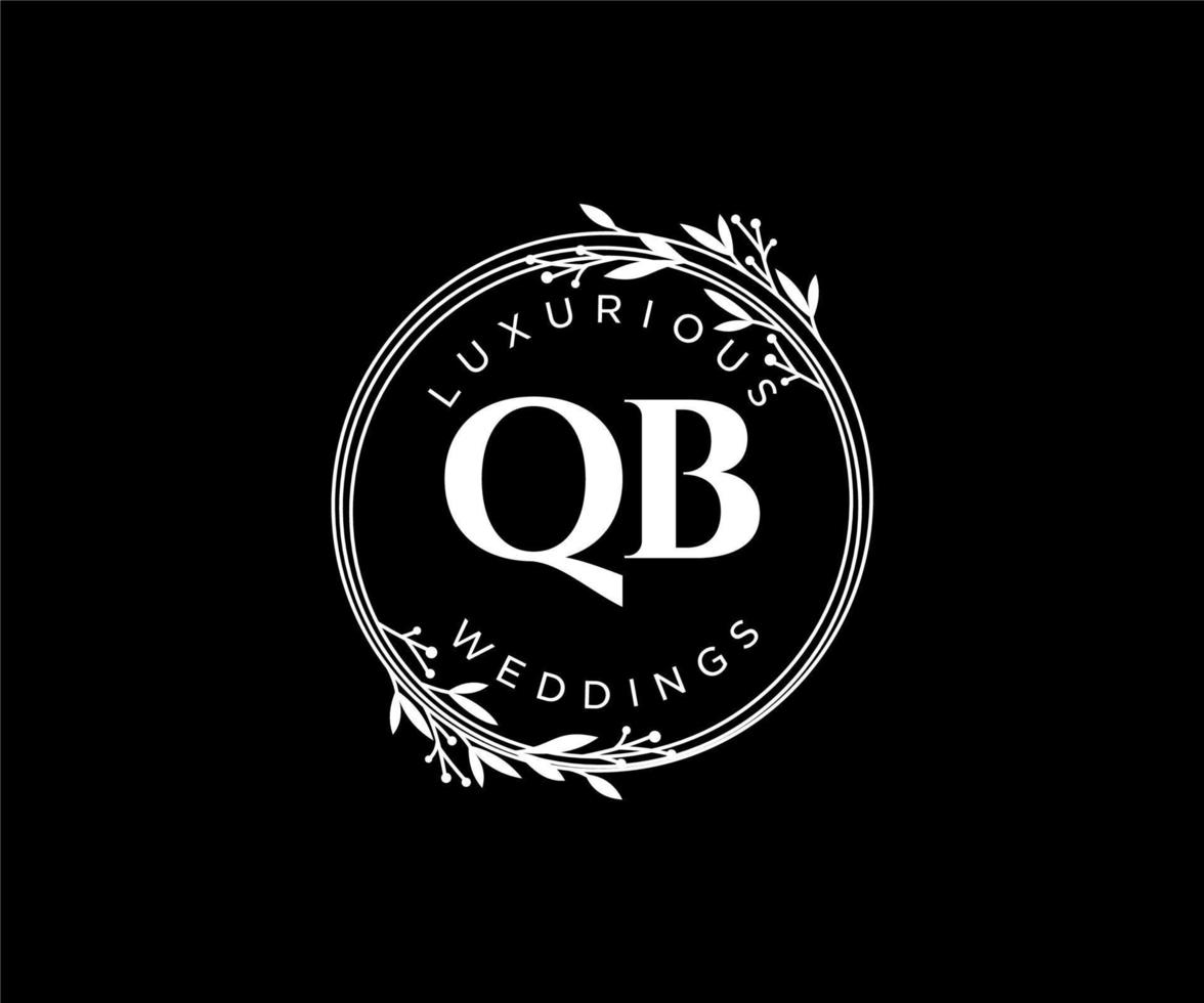 QB Initials letter Wedding monogram logos template, hand drawn modern minimalistic and floral templates for Invitation cards, Save the Date, elegant identity. vector