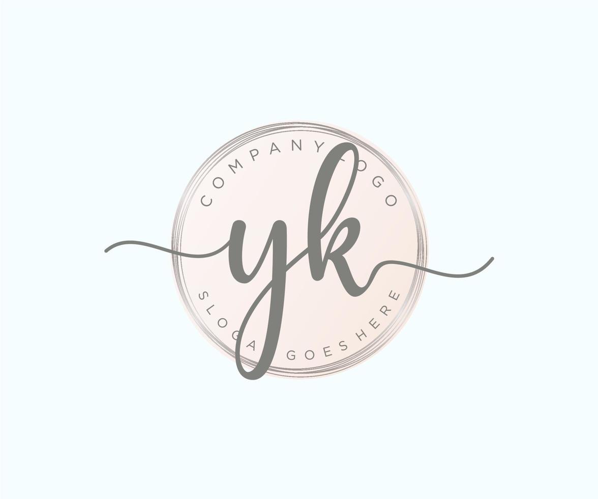 Initial YK feminine logo. Usable for Nature, Salon, Spa, Cosmetic and Beauty Logos. Flat Vector Logo Design Template Element.