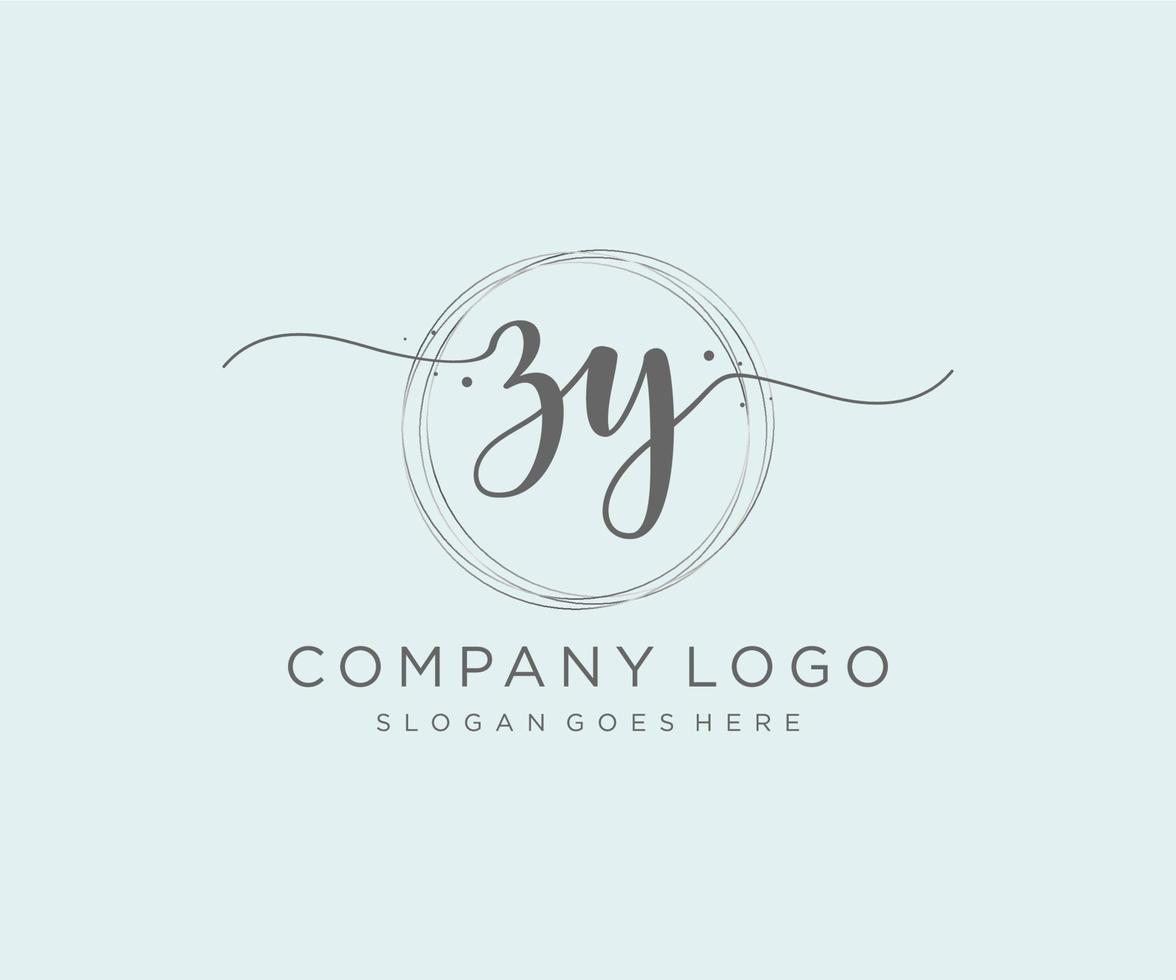 Initial ZY feminine logo. Usable for Nature, Salon, Spa, Cosmetic and Beauty Logos. Flat Vector Logo Design Template Element.