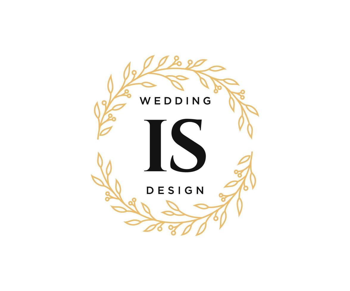 es una colección de logotipos de monograma de boda con letras iniciales, plantillas florales y minimalistas modernas dibujadas a mano para tarjetas de invitación, guardar la fecha, identidad elegante para restaurante, boutique, café en vector