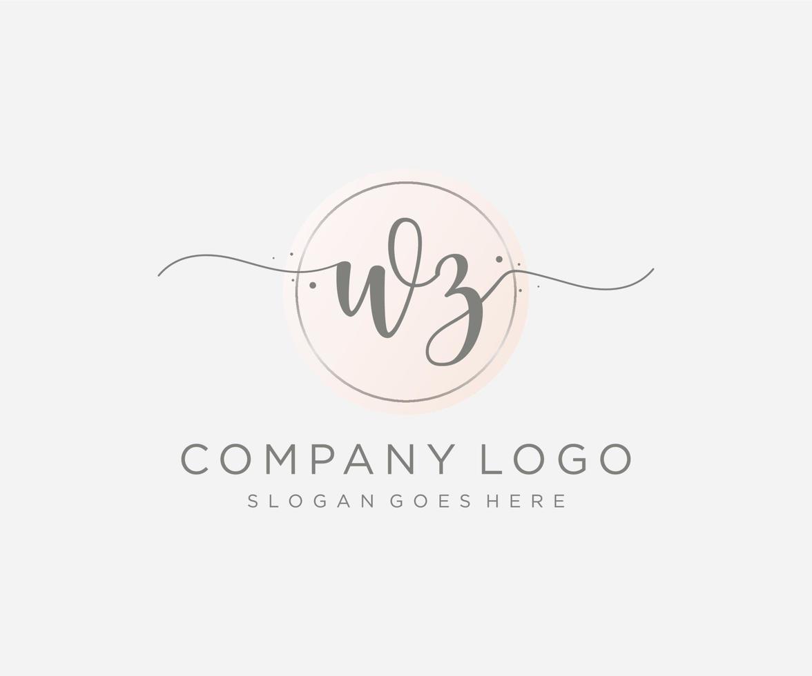 logotipo femenino wz inicial. utilizable para logotipos de naturaleza, salón, spa, cosmética y belleza. elemento de plantilla de diseño de logotipo de vector plano.