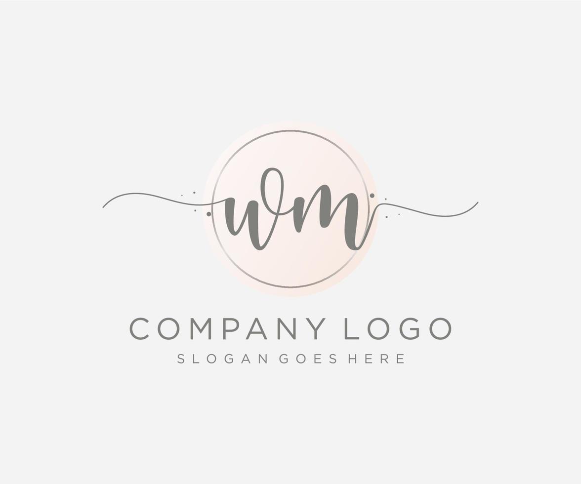 Initial WM feminine logo. Usable for Nature, Salon, Spa, Cosmetic and Beauty Logos. Flat Vector Logo Design Template Element.