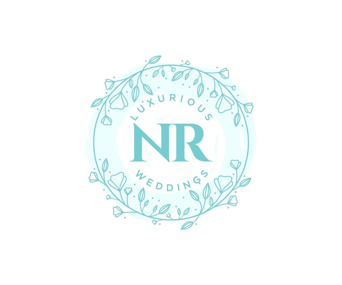 NR Initials letter Wedding monogram logos template, hand drawn modern minimalistic and floral templates for Invitation cards, Save the Date, elegant identity. vector