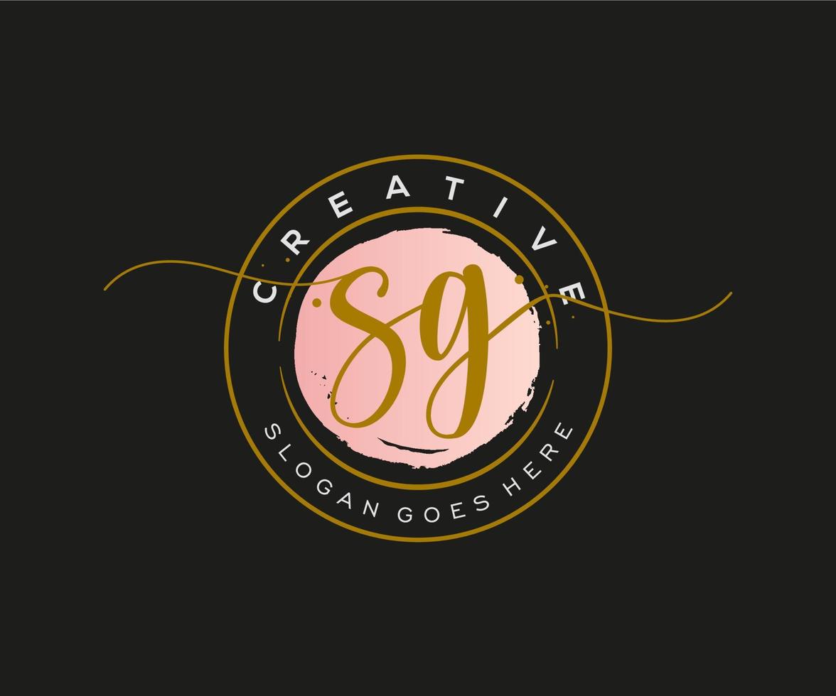 initial SG Feminine logo beauty monogram and elegant logo design, handwriting logo of initial signature, wedding, fashion, floral and botanical with creative template. vector