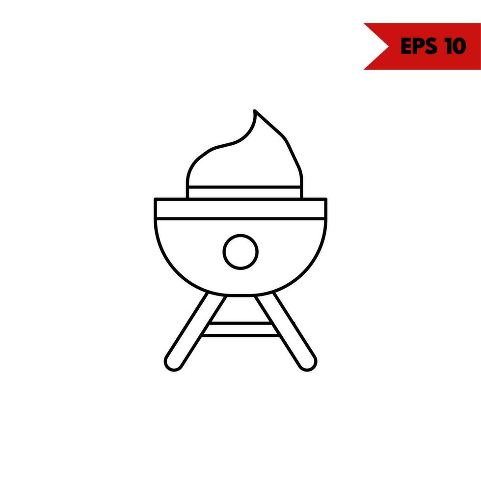 ilustración del icono de la línea grill vector