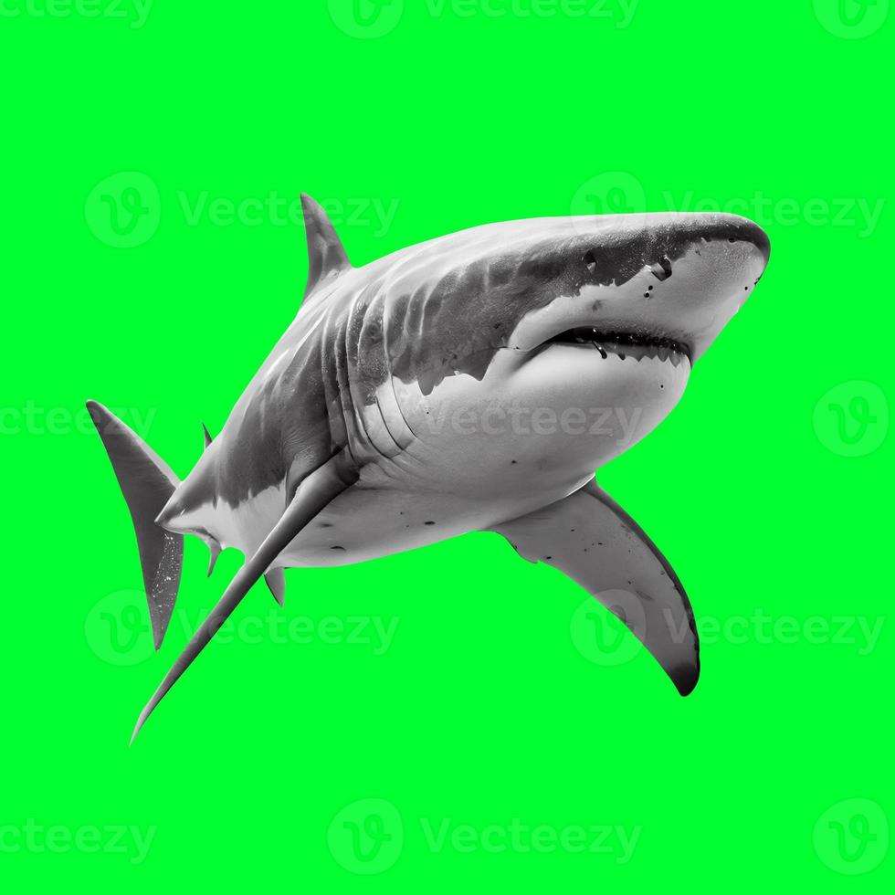 ferocious great white shark with clipping path photo