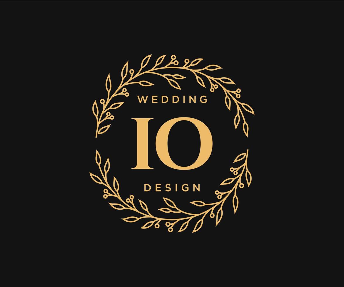 IO Initials letter Wedding monogram logos collection, hand drawn modern minimalistic and floral templates for Invitation cards, Save the Date, elegant identity for restaurant, boutique, cafe in vector