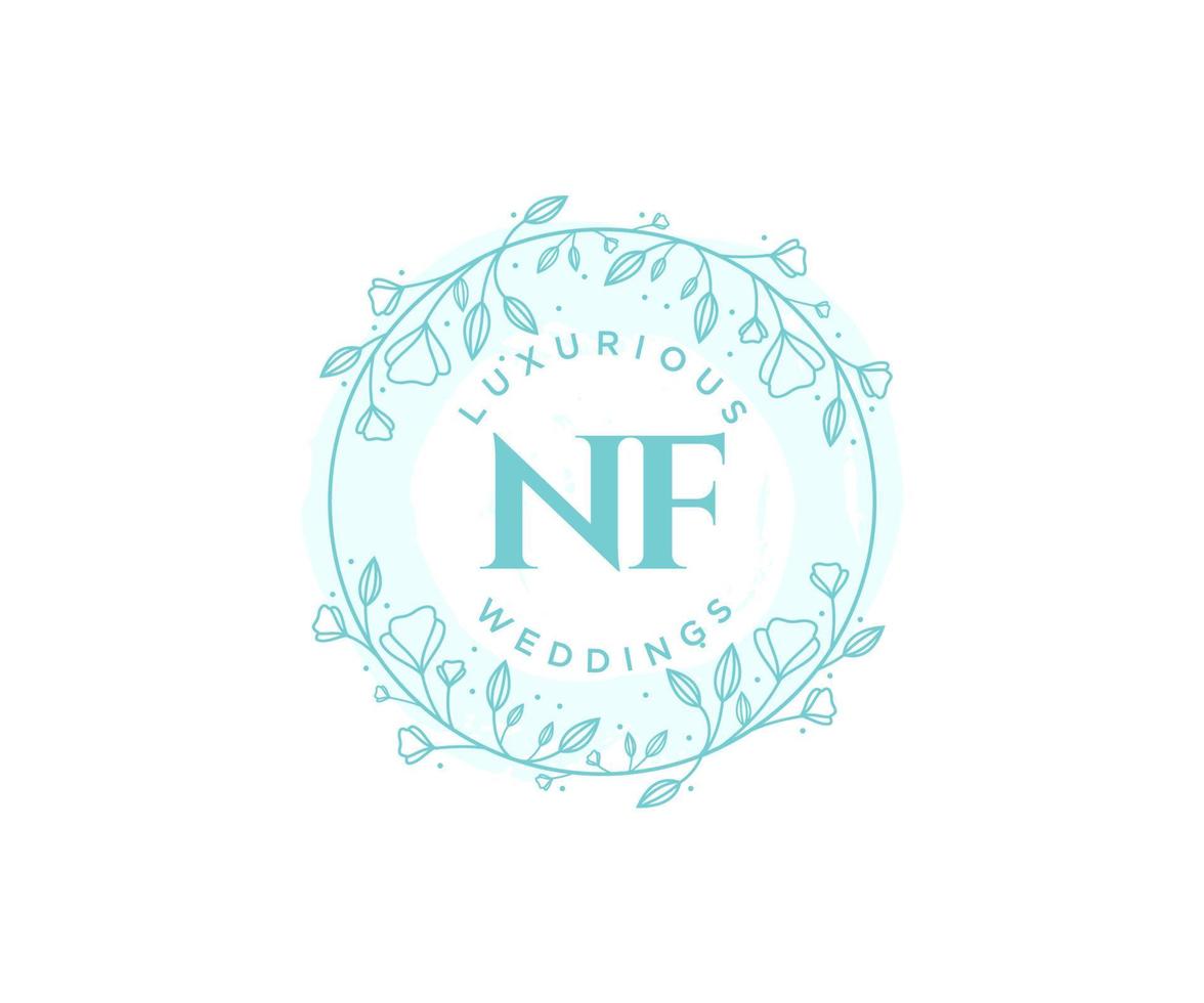 NF Initials letter Wedding monogram logos template, hand drawn modern minimalistic and floral templates for Invitation cards, Save the Date, elegant identity. vector