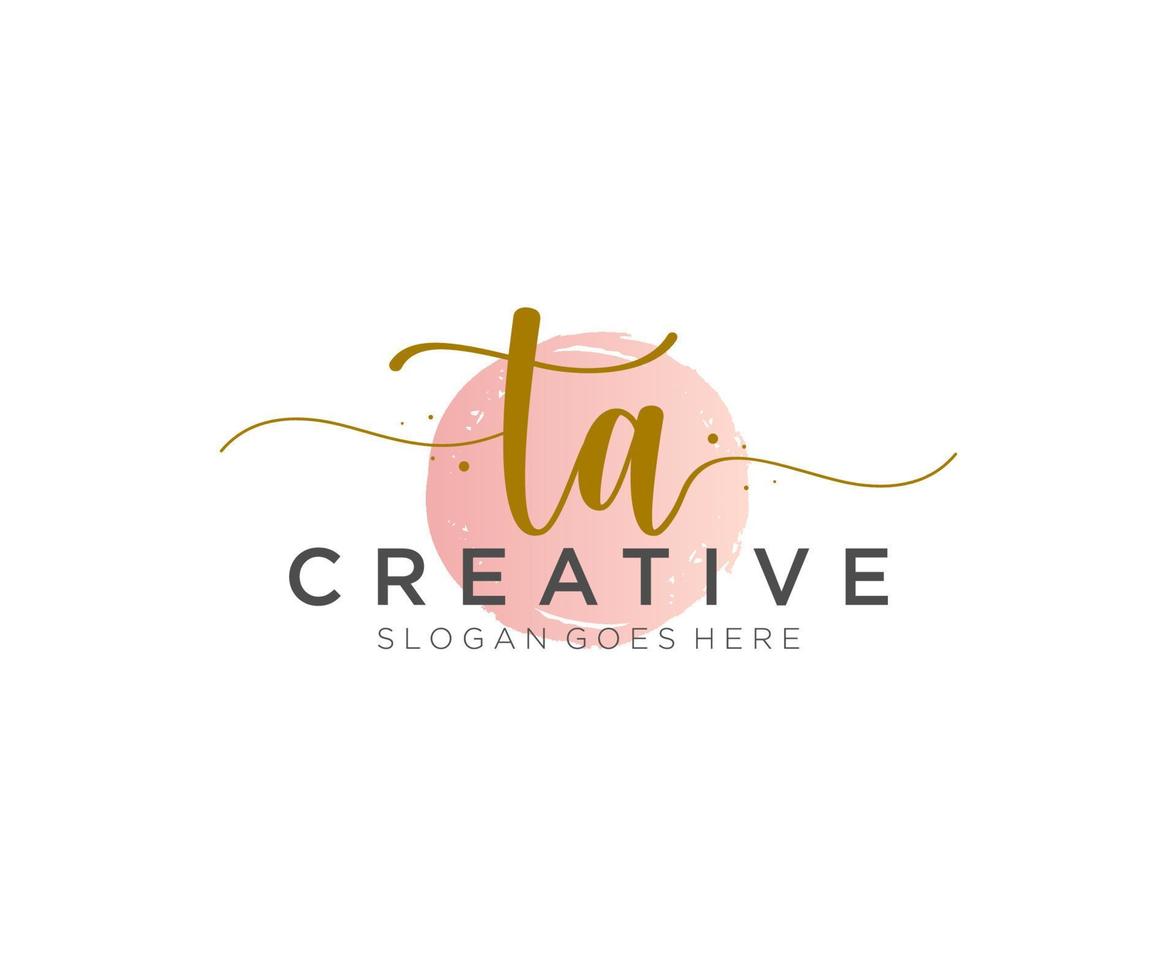 initial TA Feminine logo beauty monogram and elegant logo design, handwriting logo of initial signature, wedding, fashion, floral and botanical with creative template. vector