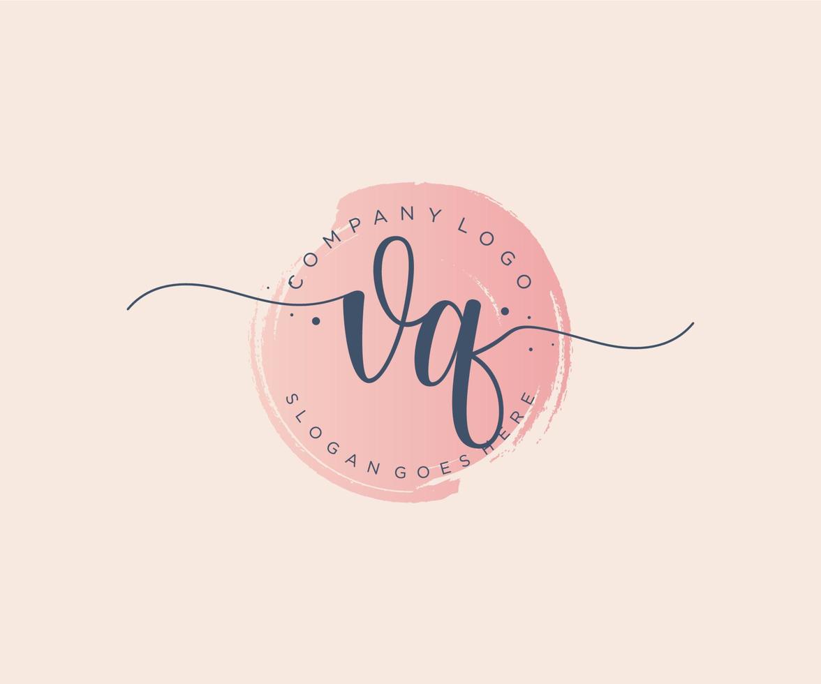 Initial VQ feminine logo. Usable for Nature, Salon, Spa, Cosmetic and Beauty Logos. Flat Vector Logo Design Template Element.