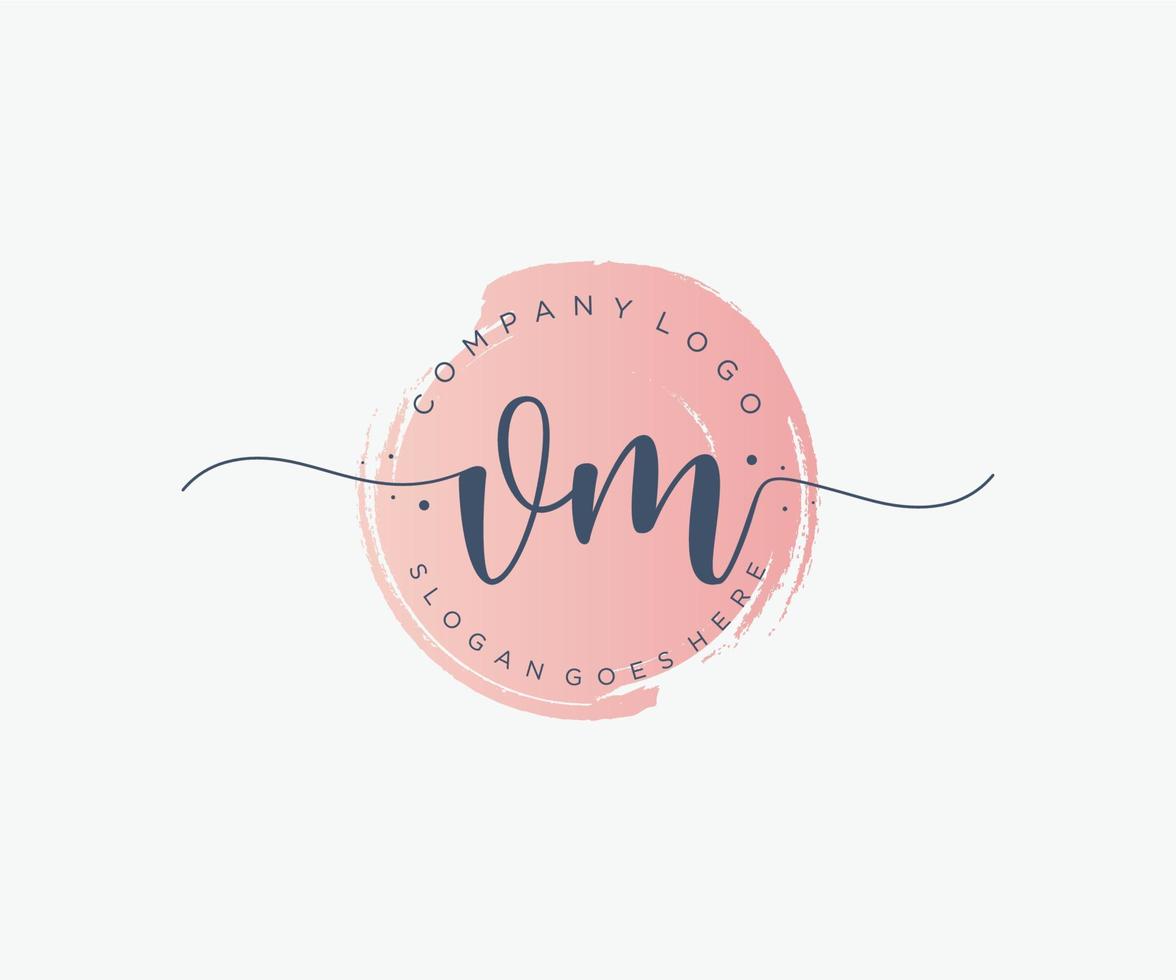 Initial VM feminine logo. Usable for Nature, Salon, Spa, Cosmetic and Beauty Logos. Flat Vector Logo Design Template Element.