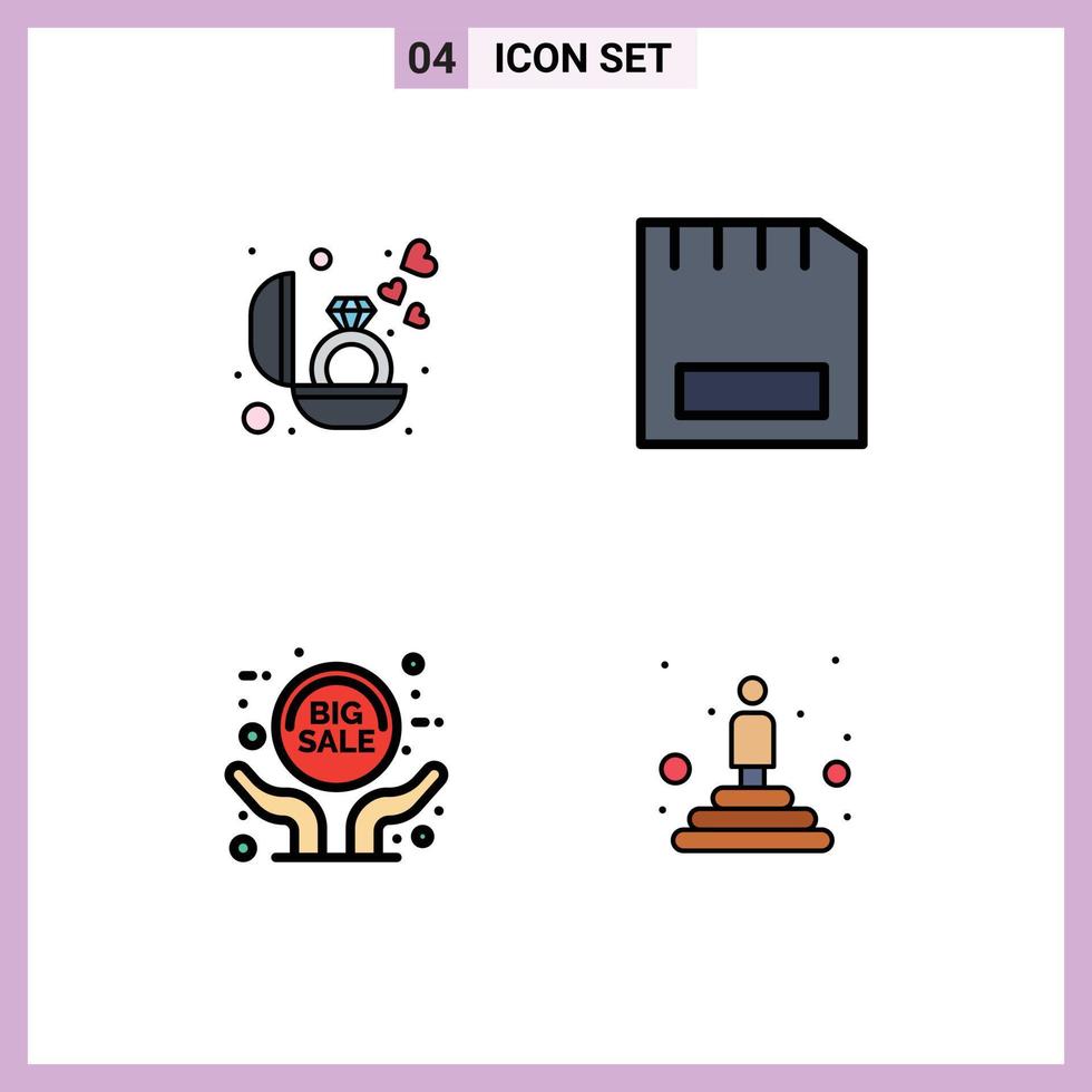 Universal Icon Symbols Group of 4 Modern Filledline Flat Colors of engagement big sale gift devices sale advertisement Editable Vector Design Elements
