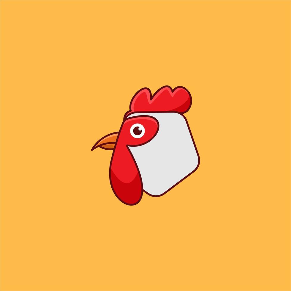lindo diseño de logotipo de dibujos animados de gallo vector