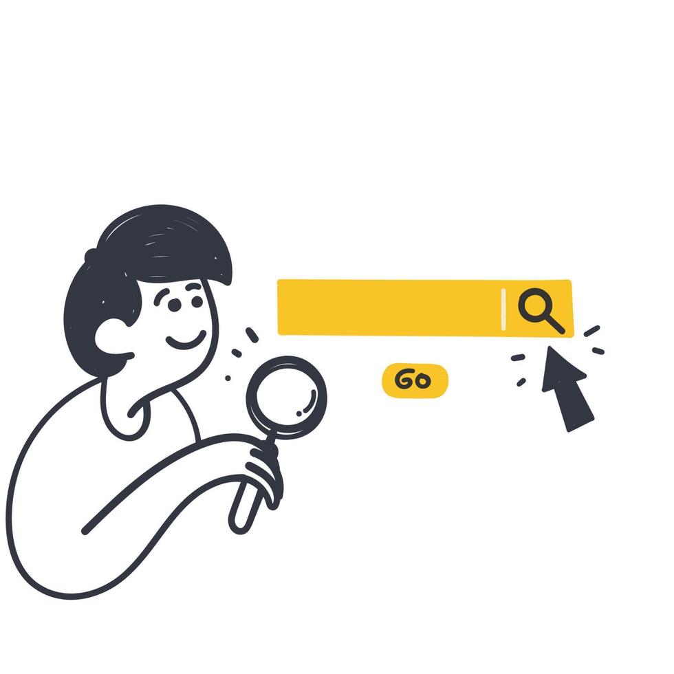 vector de ilustración de botón de barra de búsqueda de doodle dibujado a mano