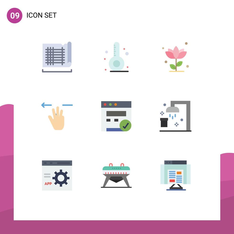 grupo de símbolos de iconos universales de 9 colores planos modernos de elementos de diseño vectorial editables de rosa a mano de flora móvil del navegador vector