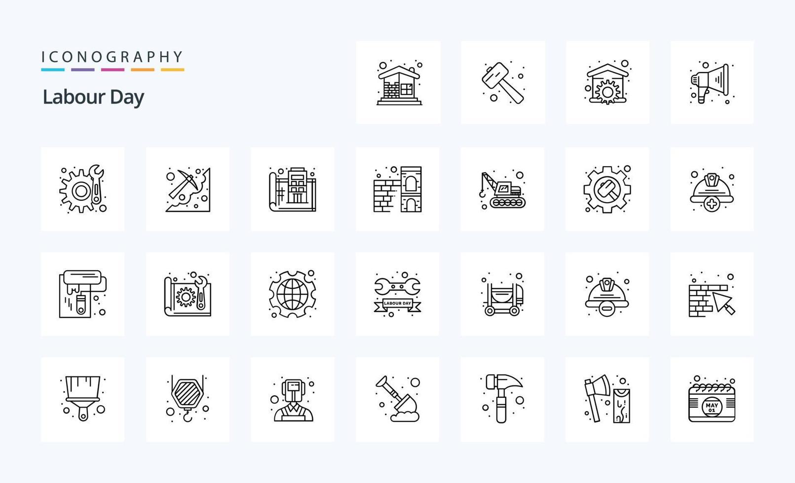 25 Labour Day Line icon pack vector