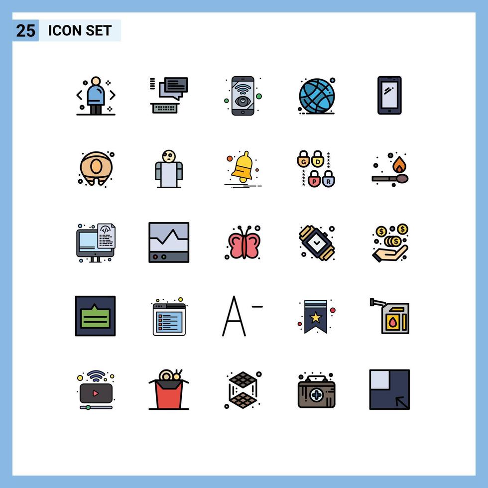 Modern Set of 25 Filled line Flat Colors and symbols such as school education support world globe view Editable Vector Design Elements