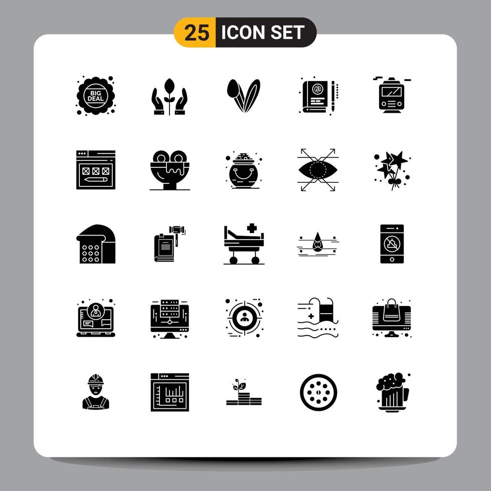 Universal Icon Symbols Group of 25 Modern Solid Glyphs of learning learning animal e book Editable Vector Design Elements