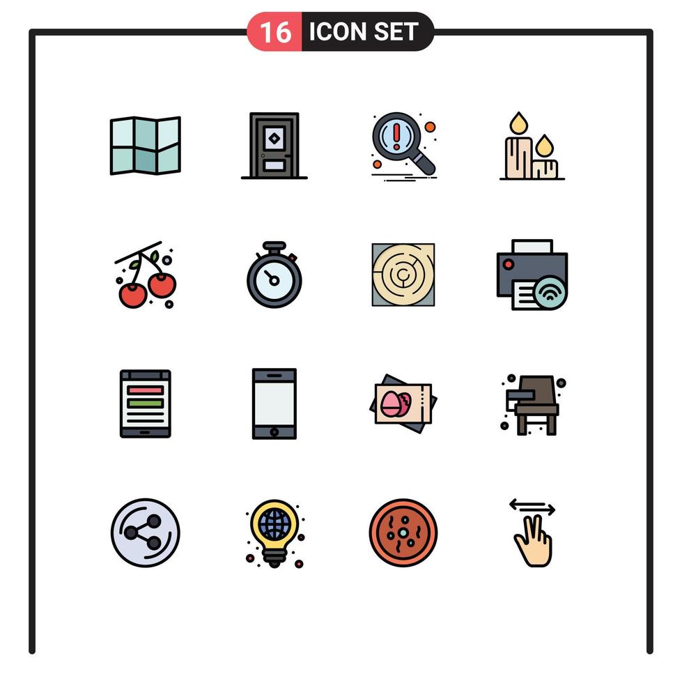 Set of 16 Modern UI Icons Symbols Signs for compass cherry notification berry easter Editable Creative Vector Design Elements