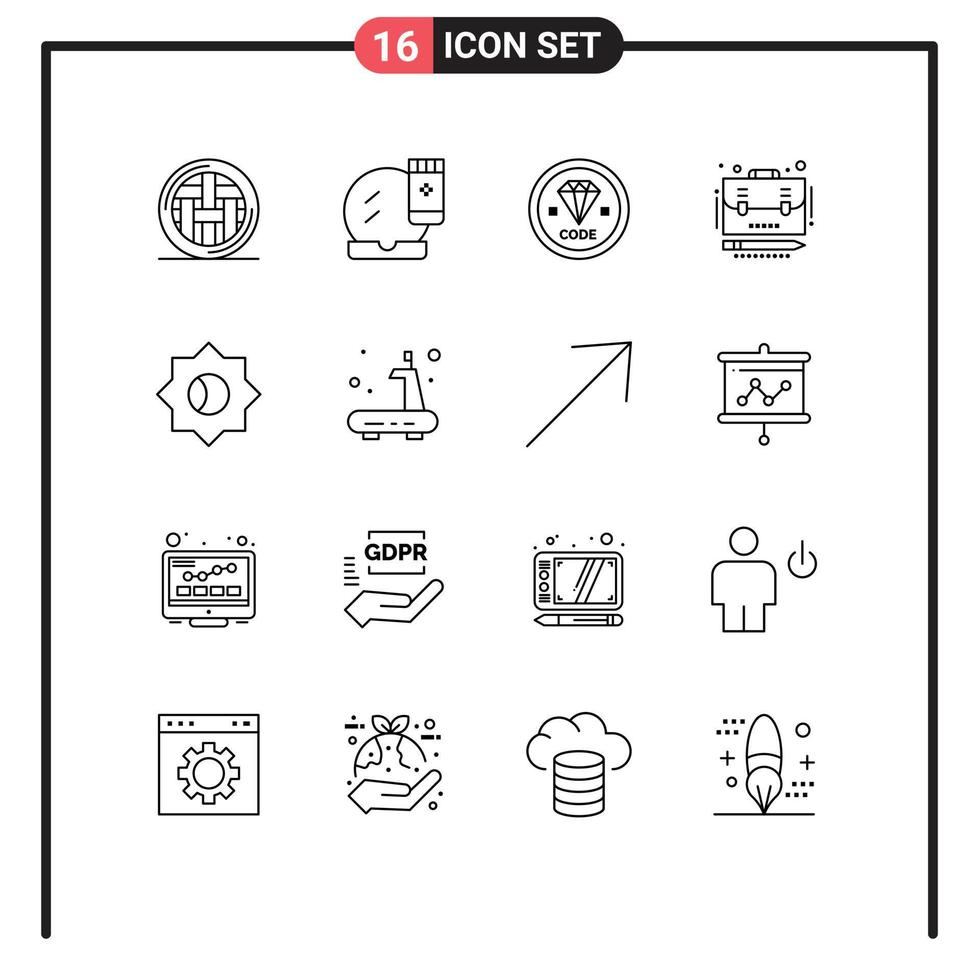 Set of 16 Modern UI Icons Symbols Signs for portfolio business makeover programming develop Editable Vector Design Elements