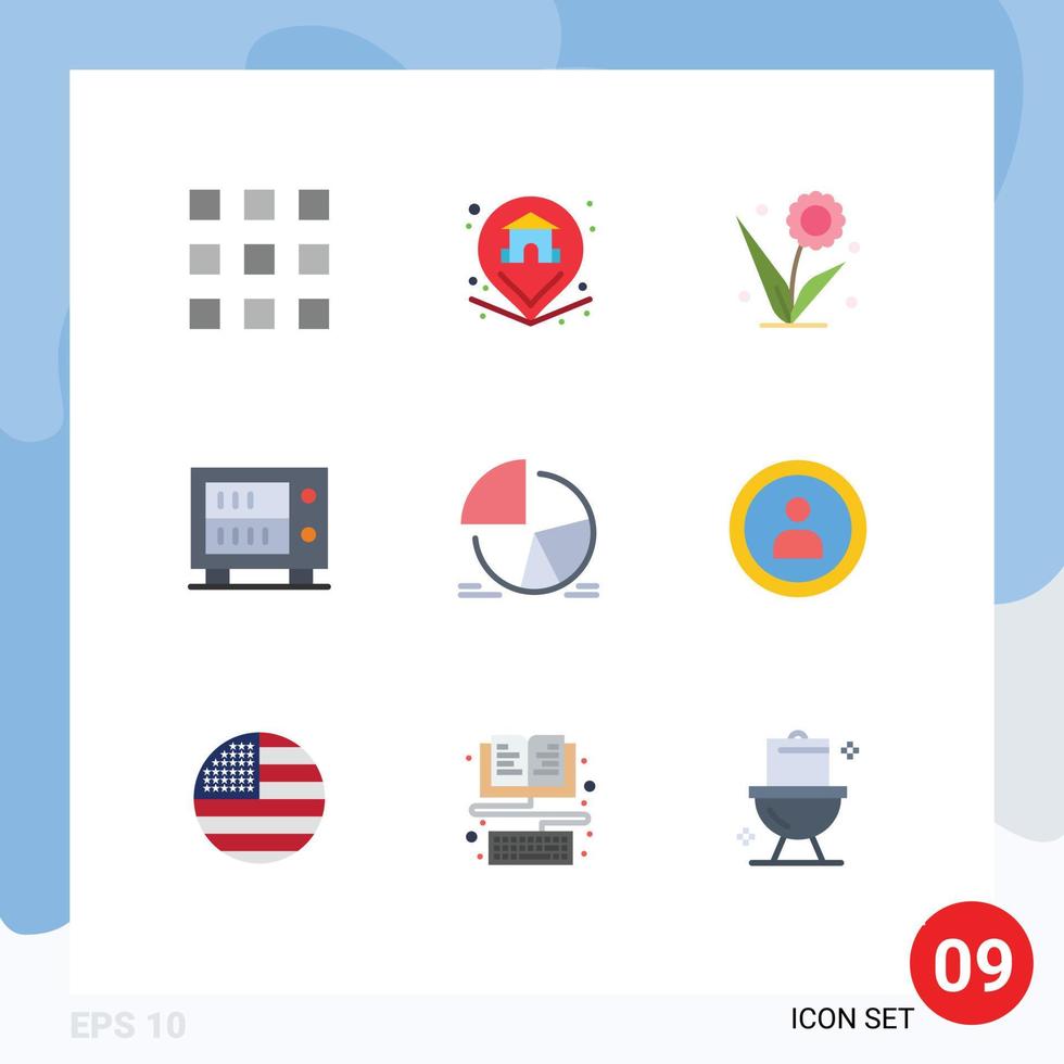 Group of 9 Modern Flat Colors Set for chart money home deposit nature Editable Vector Design Elements