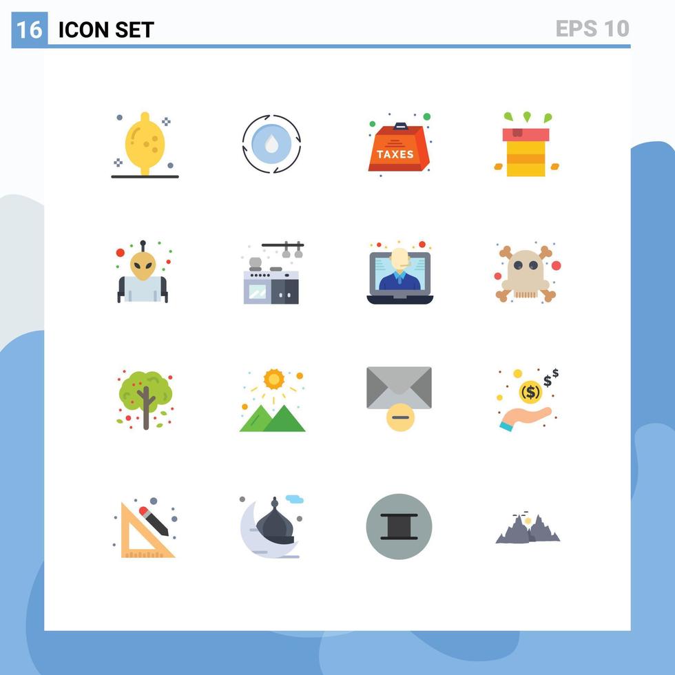 Set of 16 Modern UI Icons Symbols Signs for alien resistant duties miscellaneous bag Editable Pack of Creative Vector Design Elements