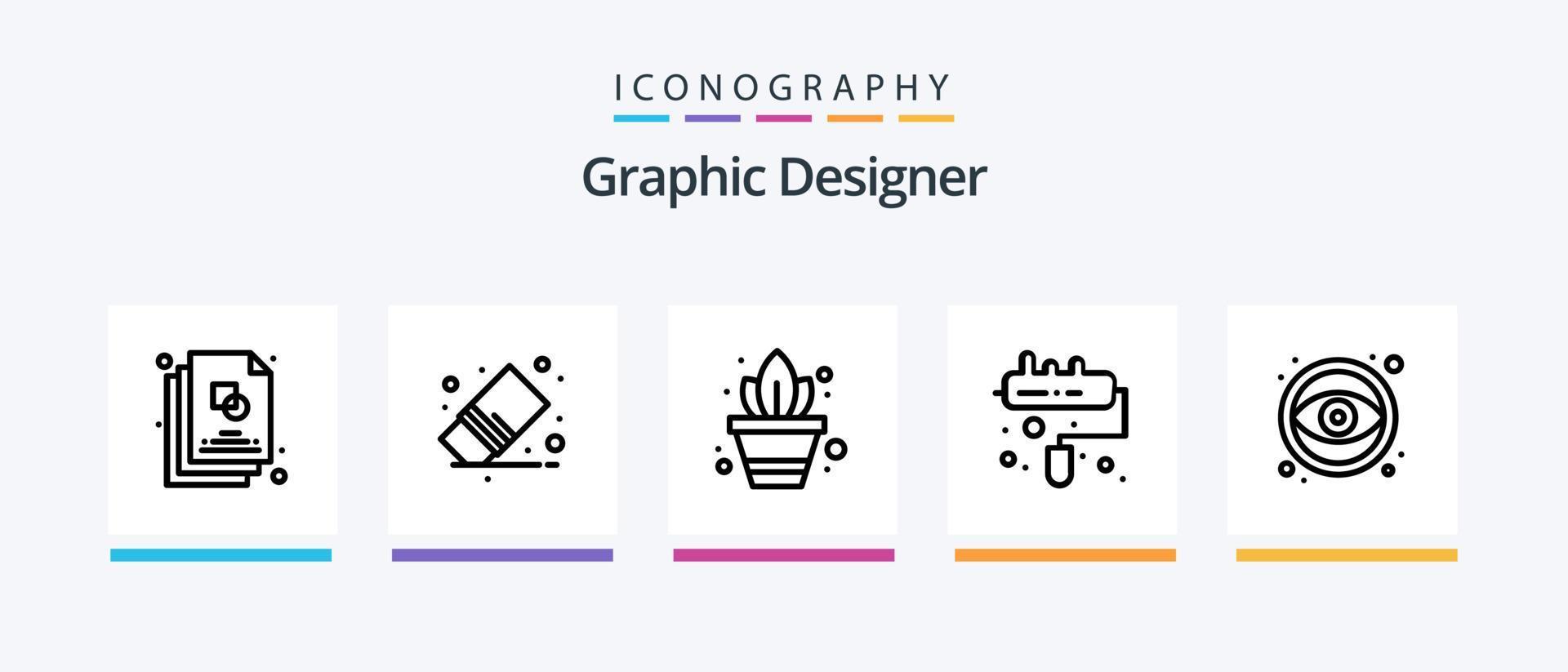 Graphic Designer Line 5 Icon Pack Including designing. paper. design. document. mouse. Creative Icons Design vector