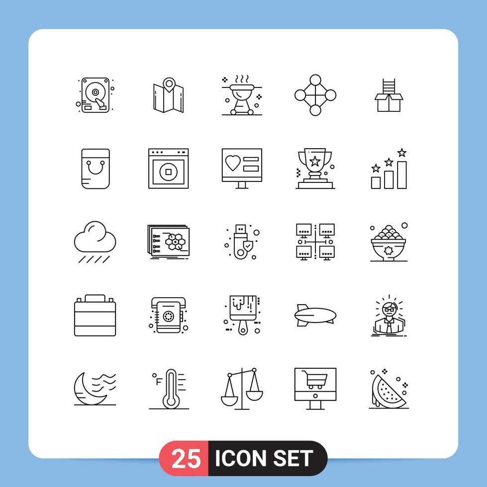 Pack of 25 creative Lines of gift topology barbecue network meat Editable Vector Design Elements