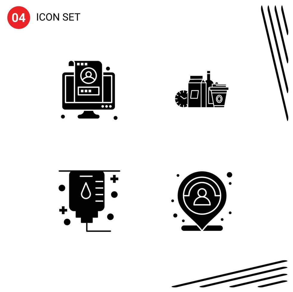 4 Creative Icons Modern Signs and Symbols of account coffee screen items hospital Editable Vector Design Elements