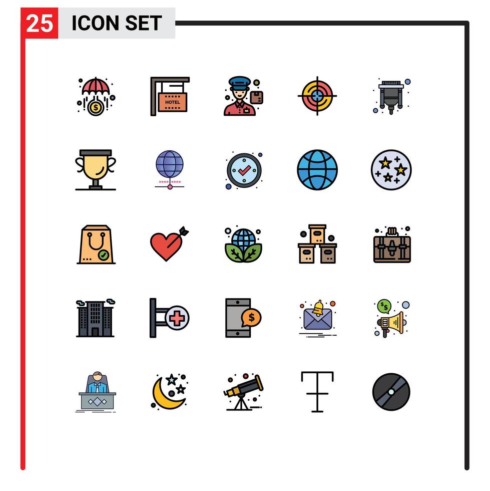Modern Set of 25 Filled line Flat Colors and symbols such as usb cable courier navigation gps Editable Vector Design Elements