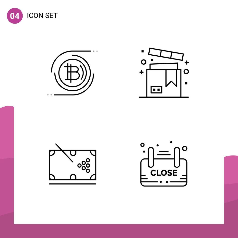 4 Universal Filledline Flat Colors Set for Web and Mobile Applications bitcoins valentine cryptocurrency packaging pool Editable Vector Design Elements