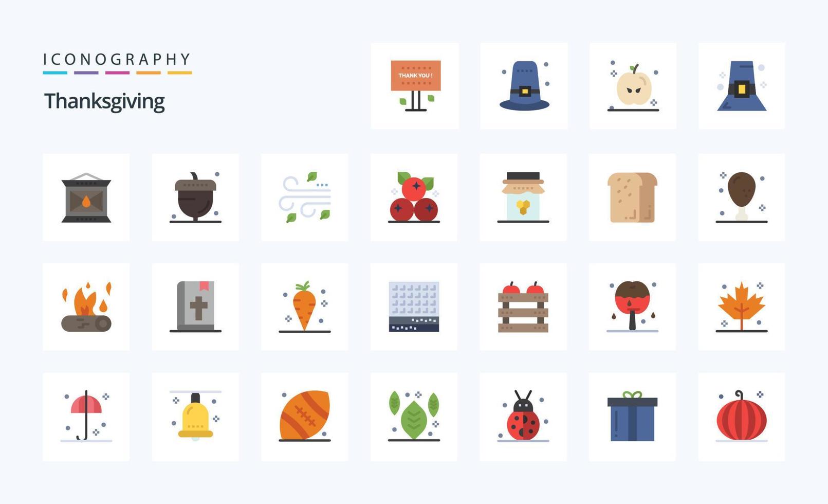 25 Thanksgiving Flat color icon pack vector
