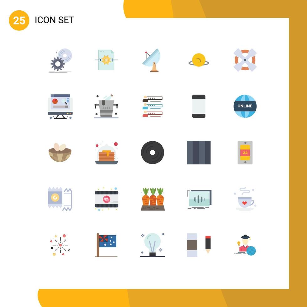 Pack of 25 Modern Flat Colors Signs and Symbols for Web Print Media such as tools map arrow location space Editable Vector Design Elements