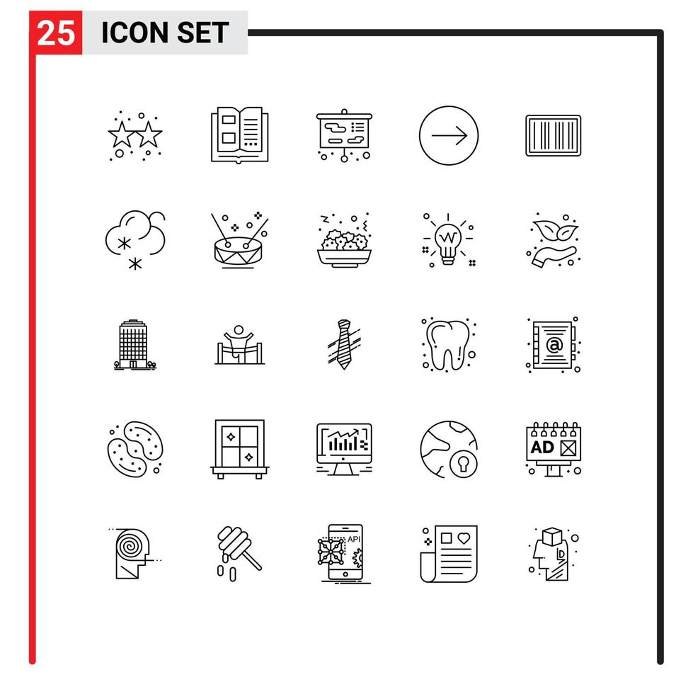 25 Line concept for Websites Mobile and Apps ecommerce barcode education right arrows Editable Vector Design Elements