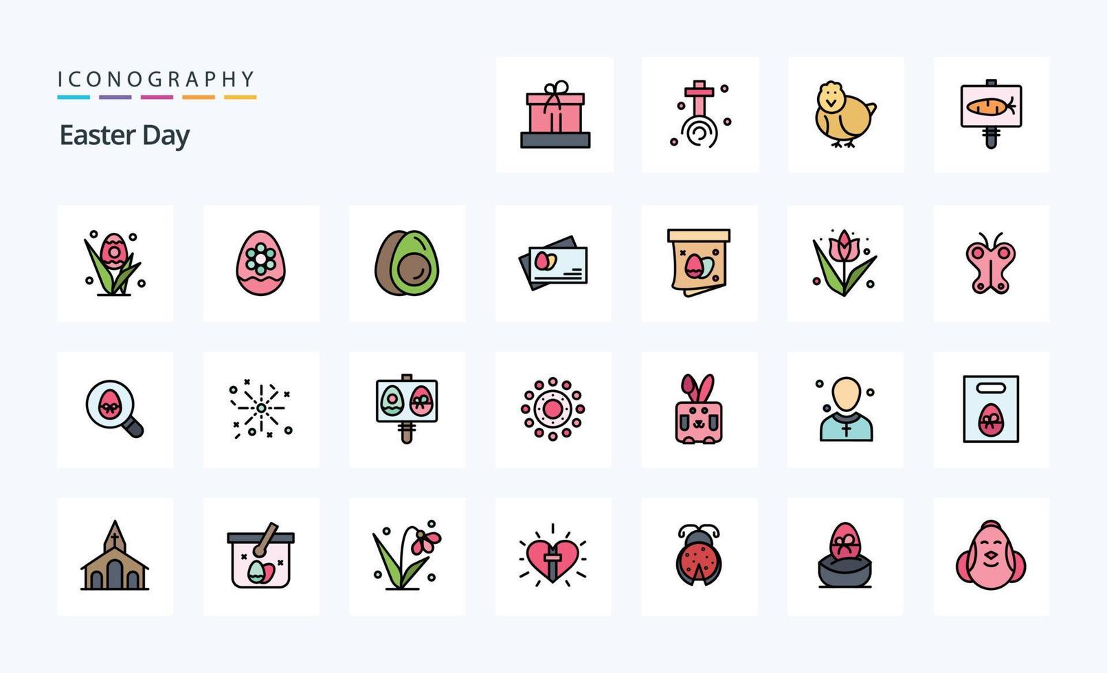 25 Easter Line Filled Style icon pack vector