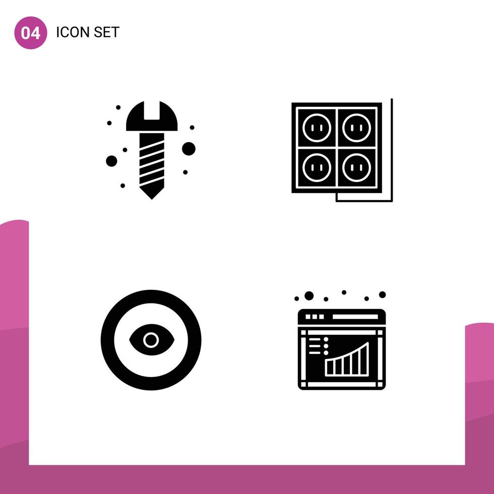 4 Creative Icons Modern Signs and Symbols of diy award building socket wreath Editable Vector Design Elements