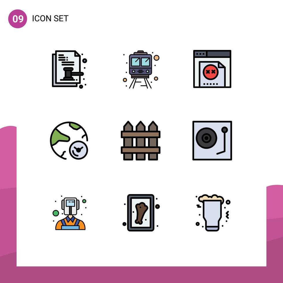 Modern Set of 9 Filledline Flat Colors Pictograph of home research error internet data Editable Vector Design Elements